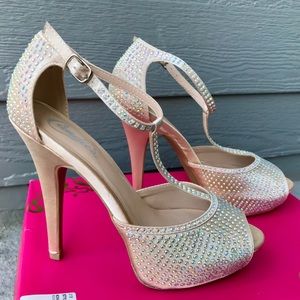 Blush / nude sparkle rhinestone platform heels